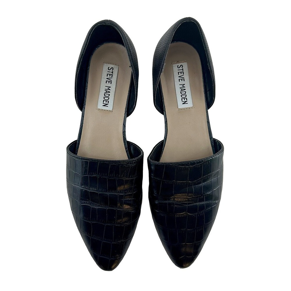 STEVE MADDEN Talent Crocodile D'orsay Flats •‎ 7.5 • black